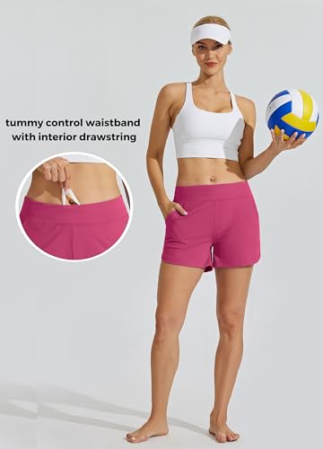 Pantalones cortos de natación mujer Willit playa forro rosa 5