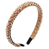 diadema de oro blanco  Diadema joya para el cabello mujer con perlas efecto cristal-ancho 1 cm (Oro)