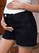 BLENCOT Maternity Jeans Shorts for Women Mid Waisted Frayed Hem Stretchy Denim Shorts Comfy Pregnancy Summer Clothes Fashion 2026 Black Small