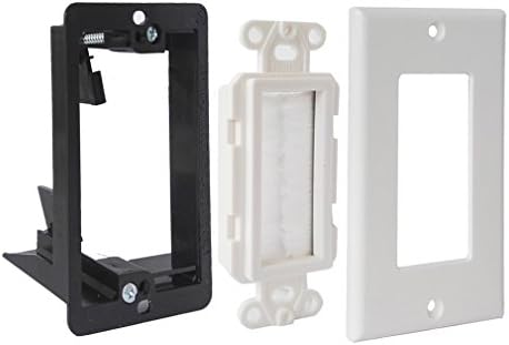 Brush Wall Plate Deco Bristle Insert with Single Gang Mounting Bracket for Low Voltage Cable Pass Through HDTV HDMI Home Theater Networking Wires (White)