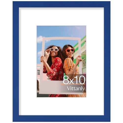Vittanly 8x10 Picture Frame Matted for 5x7 Photos Royal Blue