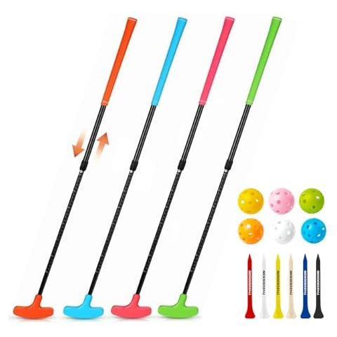 THIODOON Golf Putters for Men Women and Kids 4 Pack Mini Putter for Right or Left Handed Adjustable Golf Club Putt Putt Set for Children, Toddler Junior and Adults Pink Orange Green Blue Cover