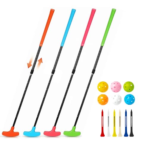 THIODOON Golf Putters for Men Women and Kids 4 Pack Mini Putter for Right or Left Handed Adjustable Golf Club Putt Putt Set for Children, Toddler Junior and Adults Pink Orange Green Blue