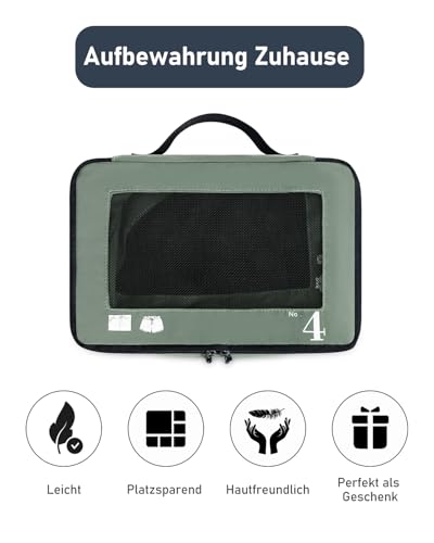 ECOHUB Packwürfel für Koffer, 7 Stück, Reise-Organizer, Packtaschen, recyceltes PET, umweltfreundlich, Reisezubehör, Schuhtaschen für Reisen, Aufbewahrungstasche, Gepäck-Organizer, Reisetasche(Grün)