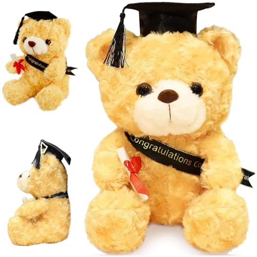 BAISHUWU Urso de exame, 26 cm urso peluche de graduação, presente de graduação, urso de peluche com diploma e chapéu de médico, peluche para graduação, presente de graduação