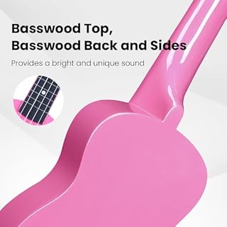 Winzz Soprano Ukulele Starter Kit For Beginners with Bag, Clip-On Tuner, Extra Strings, Strap, Plectrum, Fret Stickers, Chords Card, Polishing Cloth, Rose - Les Beatles, Paul McCartney, John Lennon, RIngo Starr, George Harrison Winzz Soprano Ukulele Starter Kit For Beginners with Bag, Clip-On Tuner, Extra Strings, Strap, Plectrum, Fret Stickers, Chords Card, Polishing Cloth, Rose – Image 5
