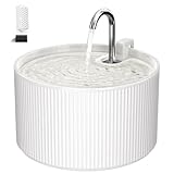 Voluas Ceramic Cat Water Fountain: 2.2L/74oz Cat Fountains for Drinking, Automatic Pet Water Dispenser with Ultra-Quiet Pump and Replacement Filter, Kitty Watering Supplies Indoor Easy Clean 1 Filter