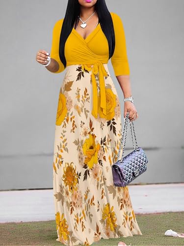Image of PinkPatty Plus Size Maxi Dress for Women 3 /4 Sleeve Casual Long Dress