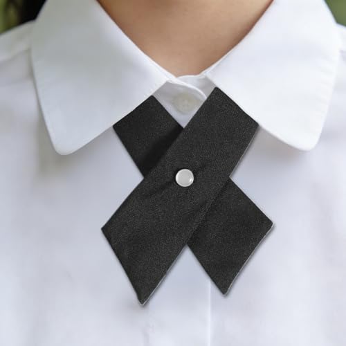 Mikovivi 3pcs Black Women\'s Ties, 3 Styles Pre-Tied Criss-Cross Bow Neck Tie Adjustable Bowties for Shirt Dress Blouse School Uniform Party