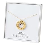 CENTIME 60th Birthday Necklace for Mom, 6 Rings For 6 Decades with Birthstone Necklace, 60th...