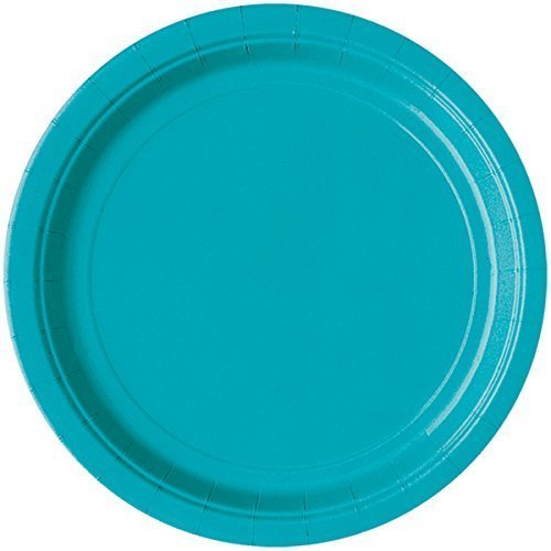Unique Caribbean Teal Round Paper Plates by