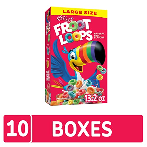 Kellogg's Froot Loops Breakfast Cereal, Fruit Flavored, Breakfast Snacks With Vitamin C, Large Size, Original, 8.2Lb Case (10 Boxes) #TOP1