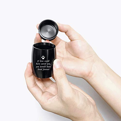 abooxiu 3 Inches Small Keepsake Urn for Pet Dog Ashes Aluminum Mini Cremation Urns for Dog Cat Memorial Ashes Urn for Sharing Fur Friend Ashes-Black - Thumbnail 3