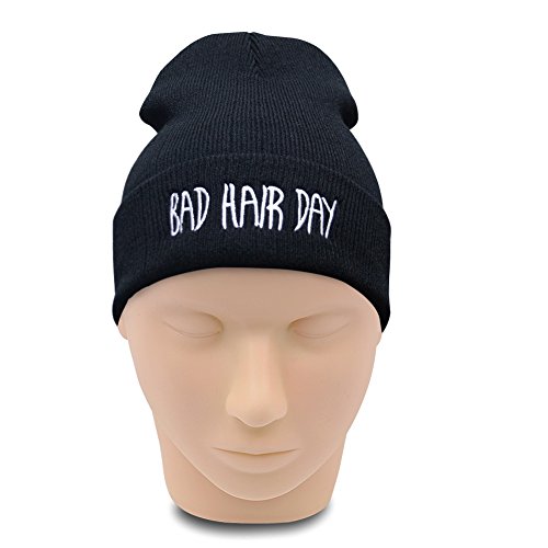 Tangmi Strickmütze, modisch, warm, grob, weich, Stretch, Zopfmuster - Schwarz - Medium