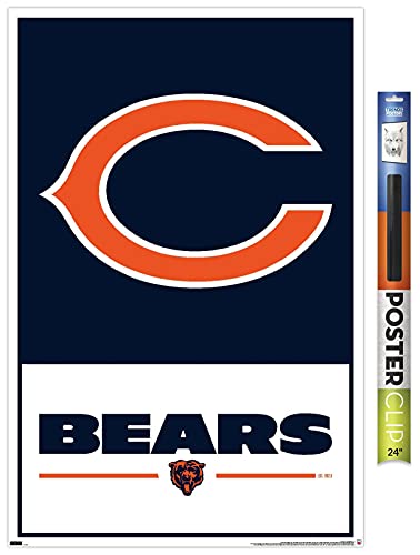Trends International NFL Chicago Bears - Logo 21 Wall Poster, 34L x 22.4W, Poster & Clip Bundle