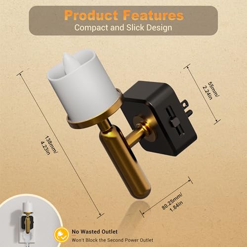Image of JandCase Candle Night Light, Night Lights Plug into Wall, 3000K Soft White, 0-100LM Adjustable Brightness, Dusk to Dawn Sensor NIghtlight for Dinning Room, Living Room, Bathroom, Hallway
