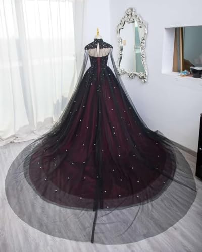 Ftupza Tulle Red Black Wedding Dresses for Bride Beading Lace Wedding Gown Luxury Sweetheart Long Bridal Gown2