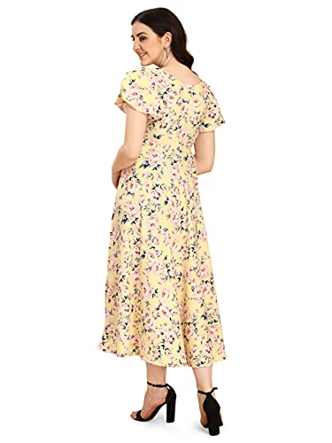 Image of Oomph! Women's Crepe A-Line Maxi Dress - Daffodil Yellow (md301xxxl)