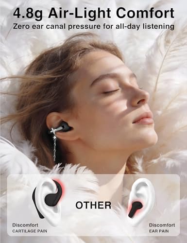 Aefroen Open Ear Earbuds with Dangling Star Jewelry Earrings, Wireless Bluetooth 6.0 Clip-on Earbuds, 50H Playtime, Comfortable Snug Fit, Chic Tech Accessories & Gifts for Women&Kids(Black) — view 4