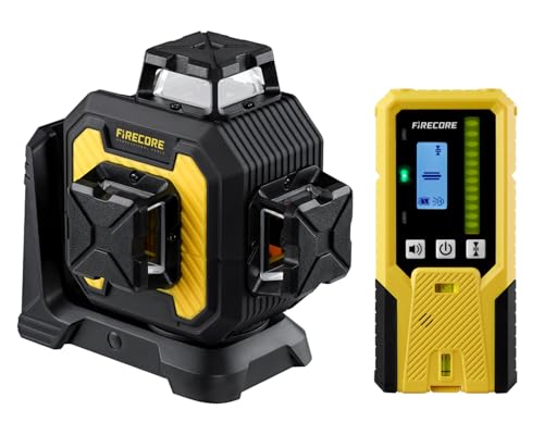Laser Level with Receiver Kit, Firecore 3x360° High Accuracy Self