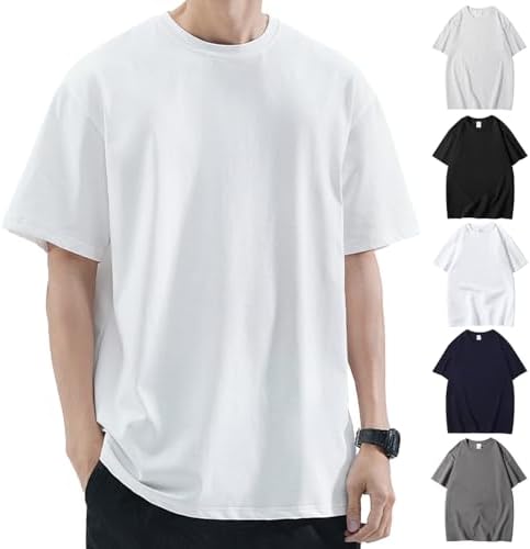 （14:30時点） [QQX] 【6.78オンス x 綿100】Tシャツ メンズ 半袖 インナーシャツ 大きい サイズ 透け防止 吸汗速乾 白tシャツ 夏服 肉厚生地 丸首 綿100% 丸首 無地 3/5枚組 厚手