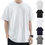 [QQX] 【8.11オンス x 綿100】Tシャツ メンズ 半袖 インナーシャツ 大きい サイズ 透け防止 吸汗速乾 白tシャツ 夏服 肉厚生地 丸首 綿100% 丸胴仕様 無地 3/5枚組 厚手