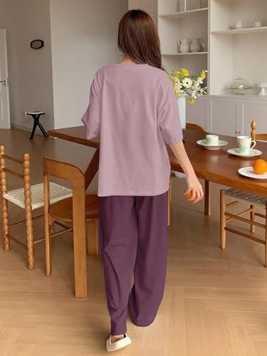 Image of Lymio Womens Korean Night Dress | Full Pyjama Set | Korean Nightsuit | Women Nightwear |Round Neck Full Sleeve Nightsuit | Loungewear | Everyday Nightdress (W-ND-6)