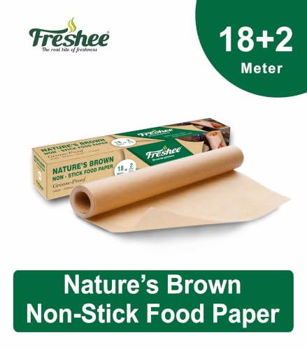 Image of Freshee Pack of 5 Food Wrapping Paper for Baking, Non-Stick Food Paper, Multi-Purpose Organic Paper - Nature's Brown 20m x 300mm