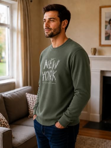 Image of Mack Jonney Men's Printed Fleece Sweatshirt|Full Sleeve Round Neck Winter Sweatshirt for Casual Wear|Travel|Gym & Everyday Style-mj-403