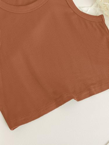 Image of NEW 6-14Y Tween Girls Stretchy Rib Knit Outfit Rayon Tank & Shorts Set Casual Lounge Playwear