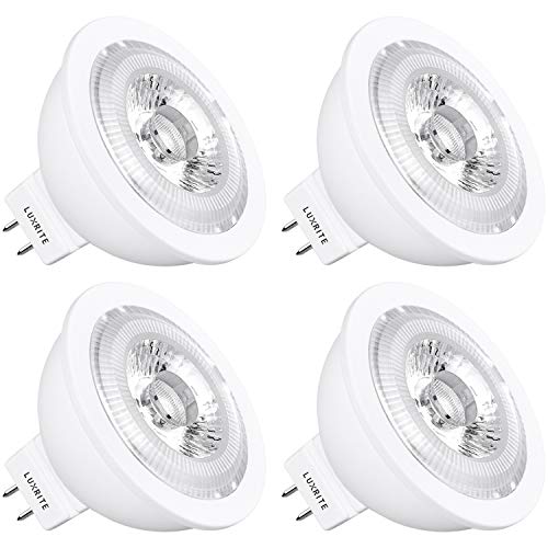 Luxrite LED MR16 Bulb, 12V, 7W (50W Equivalent), 2700K Warm White, 25 Degree Narrow Spotlight, 500 Lumens, Dimmable, GU5.3 LED Bulb, UL Listed, Pack of 4