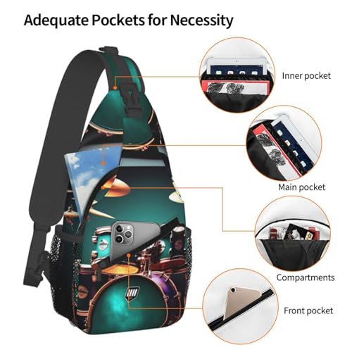 Mochila Cruzada Estampado Tambor para Senderismo miniatura 4