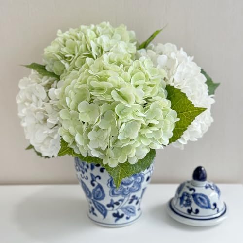 Hortensias artificiels réalistes et durables en latex lavable pour composition florale chic