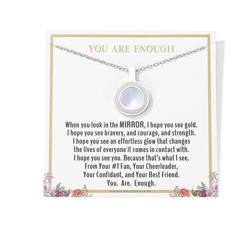 SAM & LORI Inspirational Mirror Pendant Necklaces for Women/Teens-Trendy Dainty Waterproof-Adjustable Choker Non Tarnish, Adjustable, Metal, No Gemstone