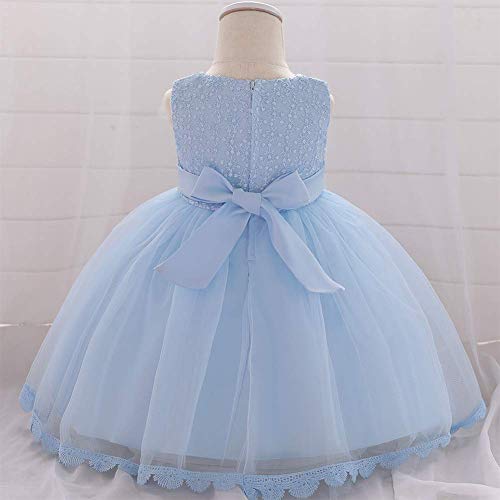 Infant Toddler Girls Embroidery Flower Sequin Bead Ruffle Tulle Dress Baptism Christening First Communion Birthday Party Special Occasion Photography Prop Blue 18-24 Months #TOP2