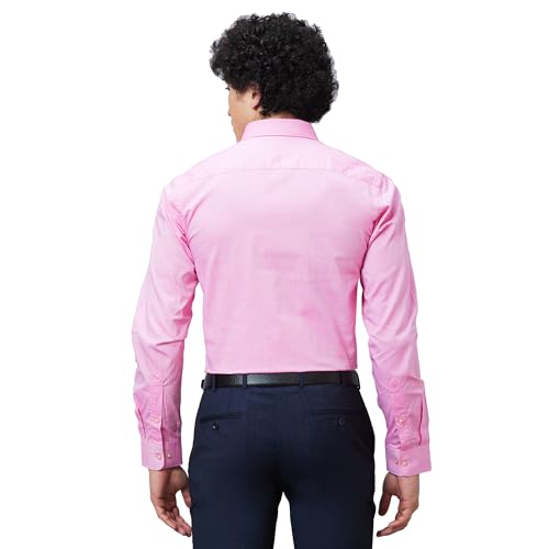 Image of Raymond Men Slim Fit Structure Pattern Pure Cotton Semi Cutaway Collar Full Sleeve Formal Shirt