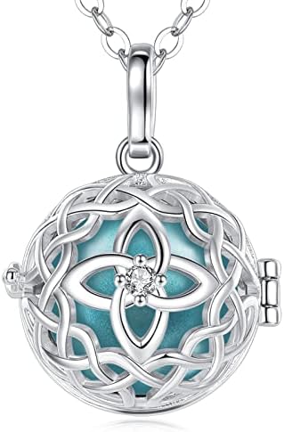 EUDORA Harmony Ball Women Necklace Angel Caller Pregnancy Mexico Bola Pendant for Women Celtic Knot Necklaces Music Chime Wishing Bell Jewellry Gift for Mother Girls, 45inch + 30inch Chain