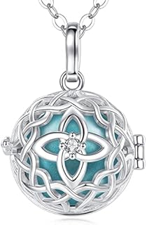 EUDORA Harmony Ball Women Necklace Angel Caller Pregnancy Mexico Bola Pendant for Women Celtic Knot Necklaces Music Chime Wishing Bell Jewellry Gift for Mother Girls, 45inch + 30inch Chain