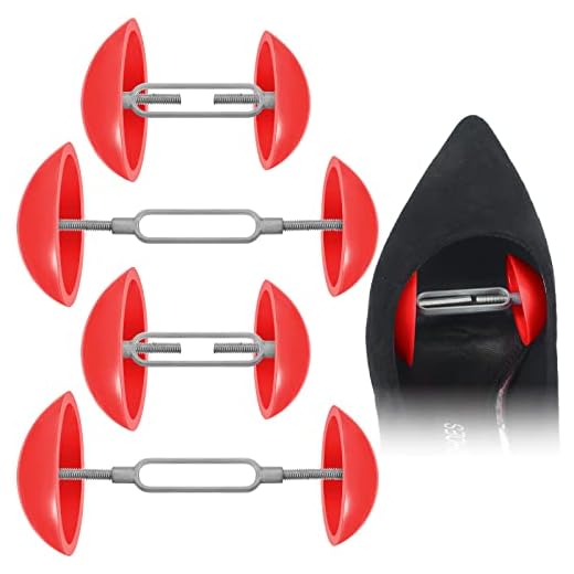 2 Pairs Mini Shoe Stretchers Women Wide Feet Expander Widener Non Slip Shoe Trees for Women Men Shoes High Heel Adjustable(Red)