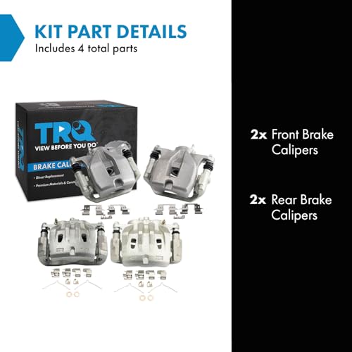 Image of TRQ Front and Rear Brake Caliper Set Zinc Coated Brackets Compatible with 2008-2011 Toyota Highlander