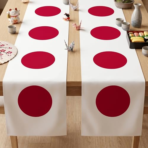 Atsmbiye Japan Theme Table Runner Decorations, 2 PCSJapan Japanese Party Supplies for National Country Birthday Carnival Events Prize Class Gifts Tablecloth Table Cover