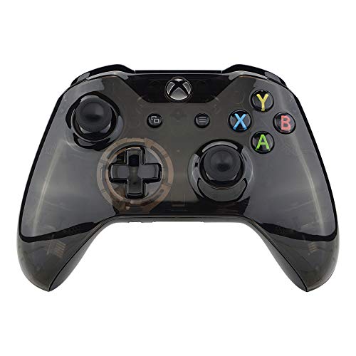 eXtremeRate Transparent Crystal Clear Black Faceplate Cover for Xbox One Wireless Controller (Model 1708), Custom Case Front Housing Shell for Xbox One S X Controller - Controller NOT Included