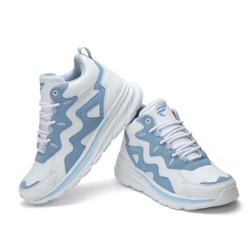 Image of FIELD CARE Casual Athletic Sneakers, Chunky Platform Design, Colour Block, Lace-up Hi-Top Gym Sports Shoes Shock Absorbing Cushioned Insole Stylish Sneakers