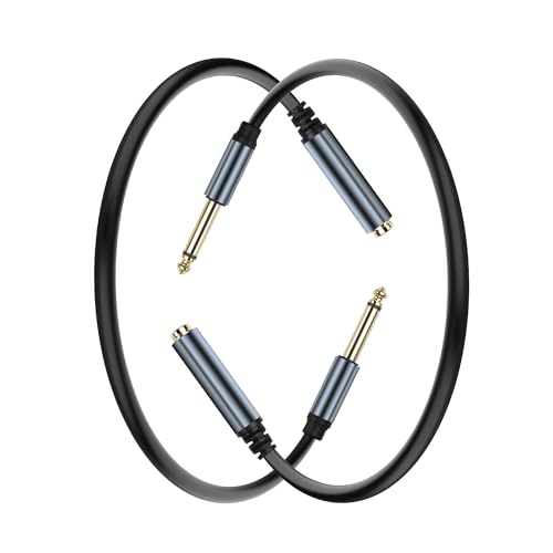 JSADZKJ 6.35mm Mono Audio Cable - 1/4 Inch TS Mono Male to Female Adapter Guitar Cable - Gold Plated - 30CM/0.98FT