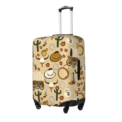 Wild West Cowboy Print Elastic Travel Luggage Cover Suitcase Protector Bag, Anti-Scratch, Washable Suitcase Sleeve For Kid Adult,For 18-32 Inch Luggage2