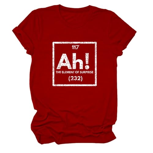 Ah The Element of Surprise Tshirt Weir Nerdy Humour Women's Shirts Novelty Graphic Tops Medium A-red