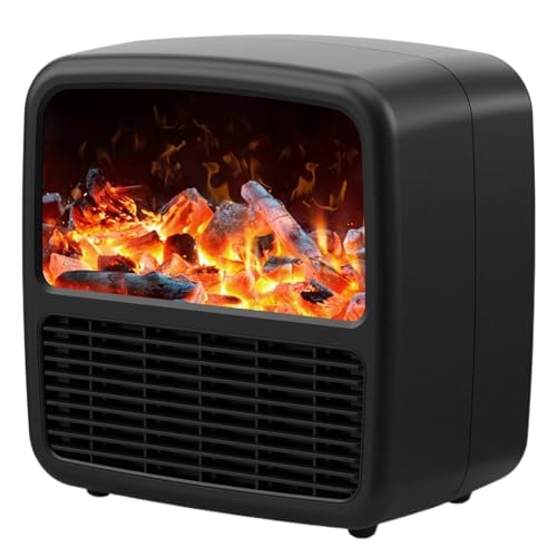 Calentador Ventilador Calentador Doméstico Escritorio Interior Calentador Eléctrico Calefacción De Cerámica Carbón Calentador Pequeño FáCil De Usar(Black)