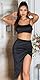 Satin Look Bustier Top High Waist Rock 2-Teiler One Size (Einheitsgröße)