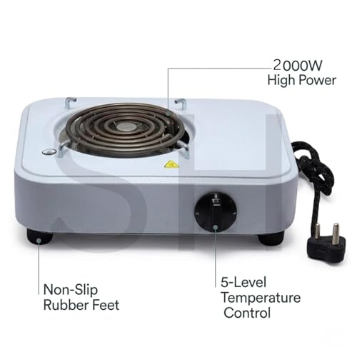 Image of Drumstone (๐๐ฉ๐๐๐ข๐๐ฅ ๐๐ ๐๐๐๐ซ๐ฌ ๐๐๐ซ๐ซ๐๐ง๐ญ๐ฒ) Portable 2000W Electric Hot Plate, Single Coil Burner Stove with Adjustable Temperature, Heavy Duty Cooktop for Kitchen, Office & Travel