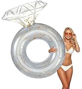 Zeraty Thickened Inflatable Pool Floats Diamond Rings for Adults, Glitter Bachelorette Party Wedd...